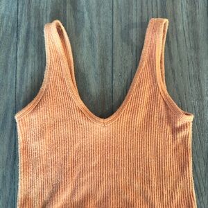 Urban Outfitters Orange Ribbed Sleeveless Tank Top